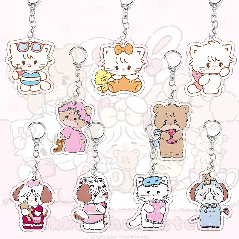 Model Kit Girl - Porte-clés en acrylique Mikko Kawaii, pendentif